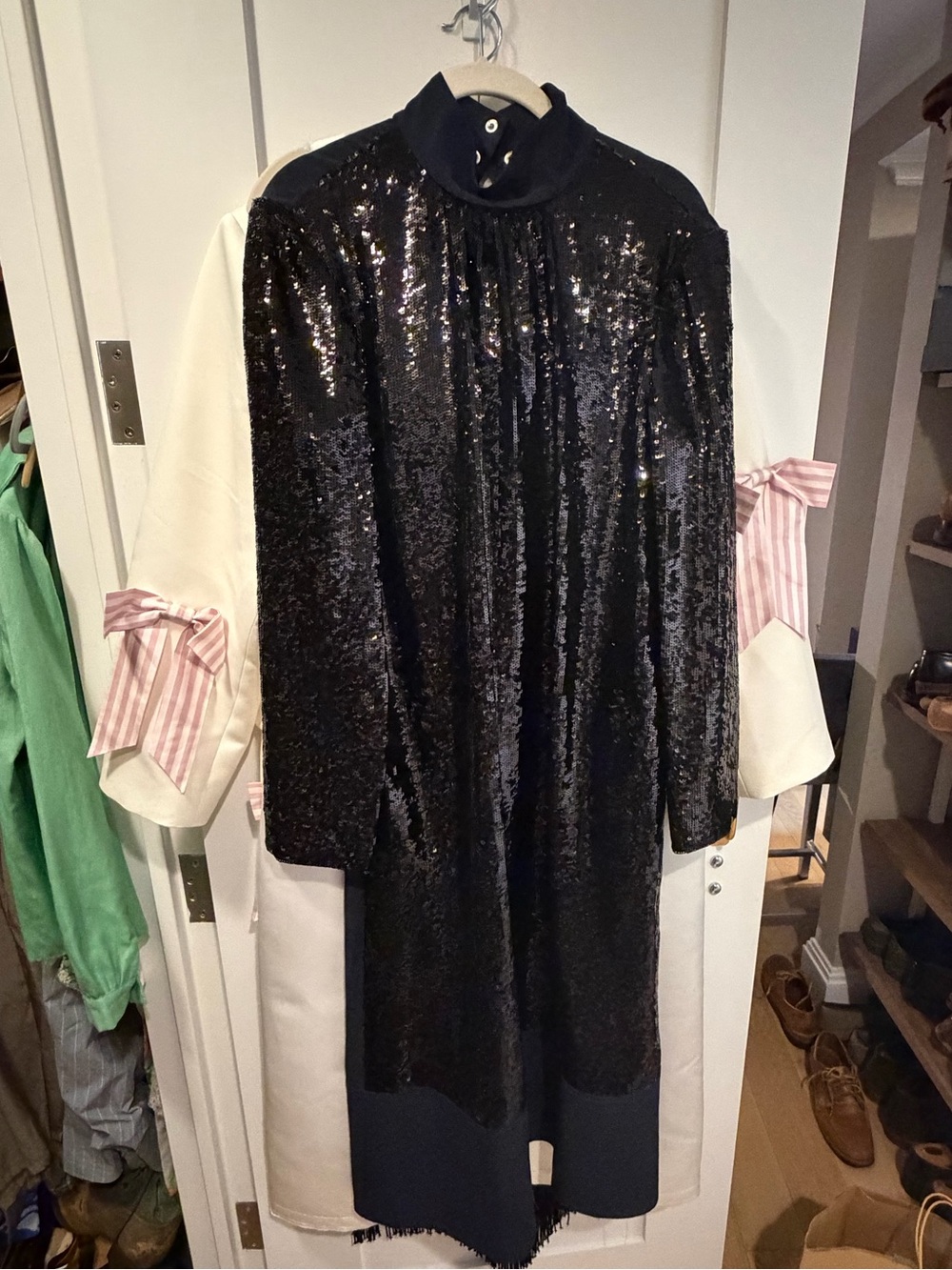 Tibi nwt dark navy Sequin Long Sleeve dress